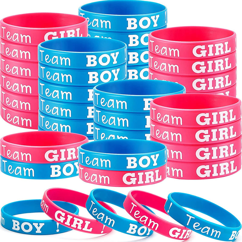 Gender Reveal Bracelets, Includes Team Boy Wristbands and Team Girl Wristbands for Baby Shower Party Gender Reveal Party Decorations Supplies(48 Pieces) Home & Garden > Decor > Seasonal & Holiday Decorations BBTO   