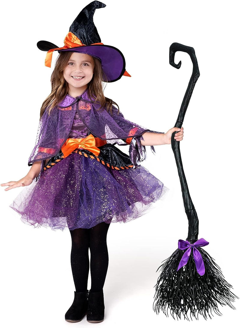 Spooktacular Creations Child Girl Orange Purple Witch Costume with Broom for Girls Halloween Dress up (Toddler (3-4Yr))  Joyin Inc   