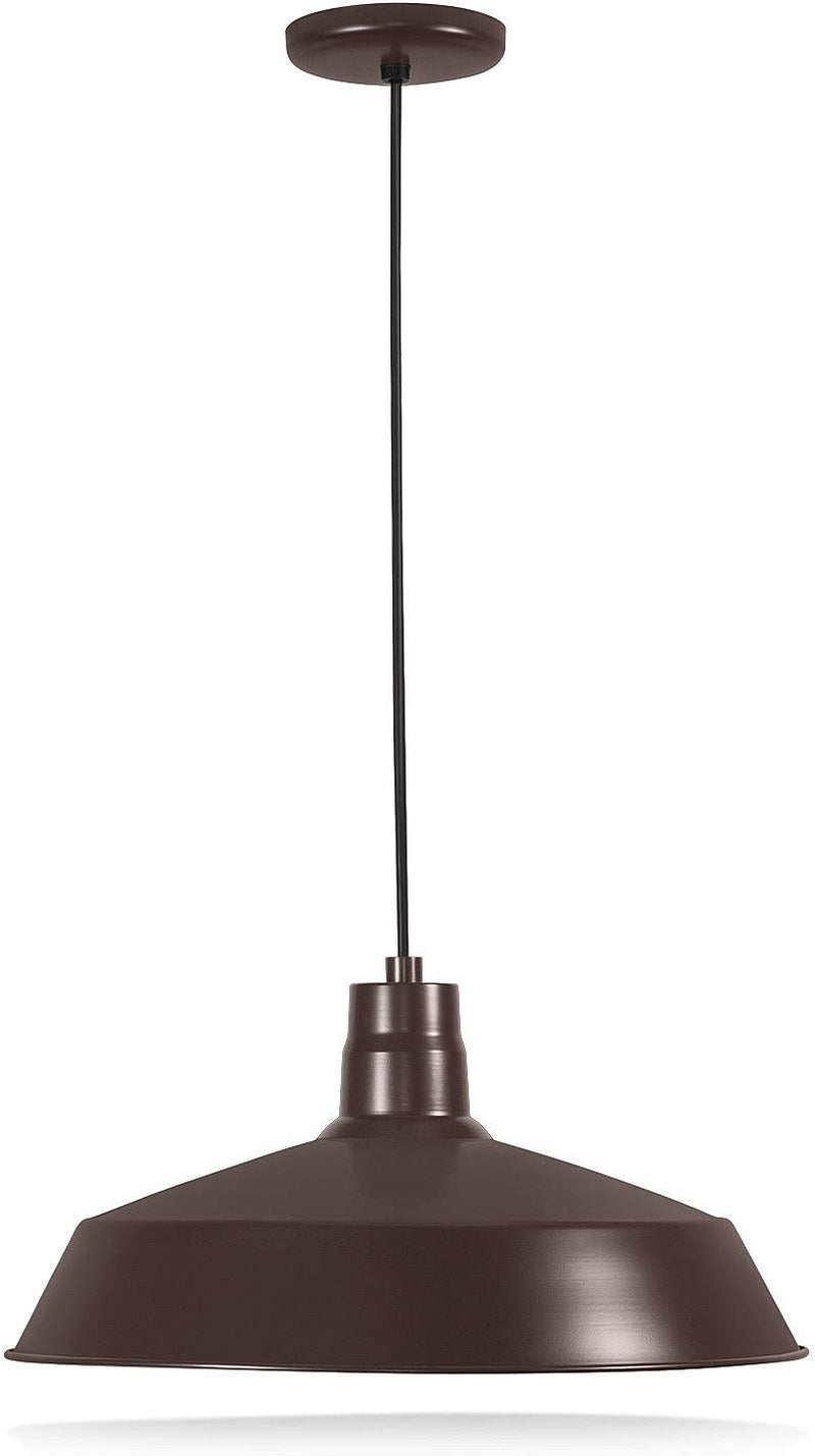 17-Inch Industrial Black Pendant Barn Light Fixture with 10Ft Adjustable Cord, Ceiling-Mounted Vintage Hanging Light Fixture for Indoor Use, 120V Hardwire, E26 Medium Base LED Compatible, UL Listed Home & Garden > Lighting > Lighting Fixtures HTM LIGHTING SOLUTIONS Architectural Bronze 1-Pack 