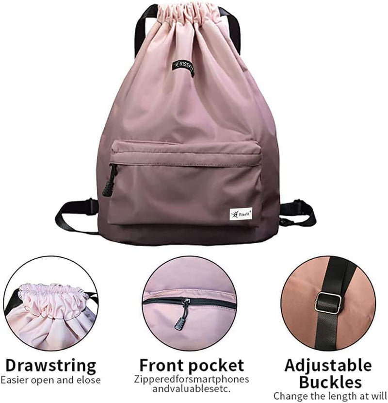 Risefit Waterproof Drawstring Bag, Drawstring Backpack, Gym Bag Sackpack Sports Backpack for Women Girls Home & Garden > Household Supplies > Storage & Organization Risefit   