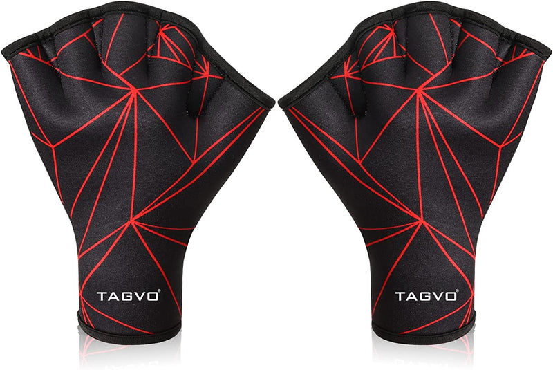 TAGVO Swimming Aquatic Gloves, Aquatic Gloves for Helping Upper Body Resistance, Webbed Swim Gloves Well Stitching, No Fading, Sizes for Men Women Adult Children Aqua Therapy, Pool Fitness Sporting Goods > Outdoor Recreation > Boating & Water Sports > Swimming > Swim Gloves TAGVO red Medium 
