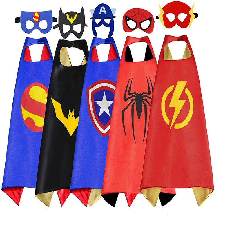 Superhero 5 Pcs Kids Cape and Mask Costumes Party Favors Series 1