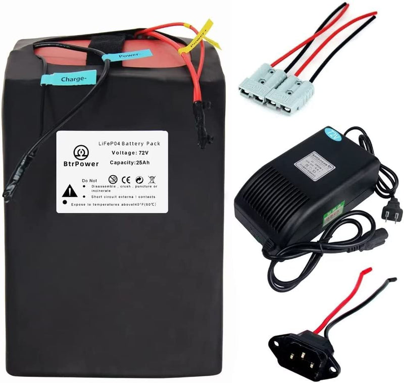 Btrpower Ebike Battery 48V 10AH 18AH 20AH 30AH 50AH Lithium Ion / Lifepo4 Battery Pack with 5A Charger,50A BMS for 300W-3000W Motor Sporting Goods > Outdoor Recreation > Cycling > Bicycles BtrPower 72v 25ah Lifepo4  