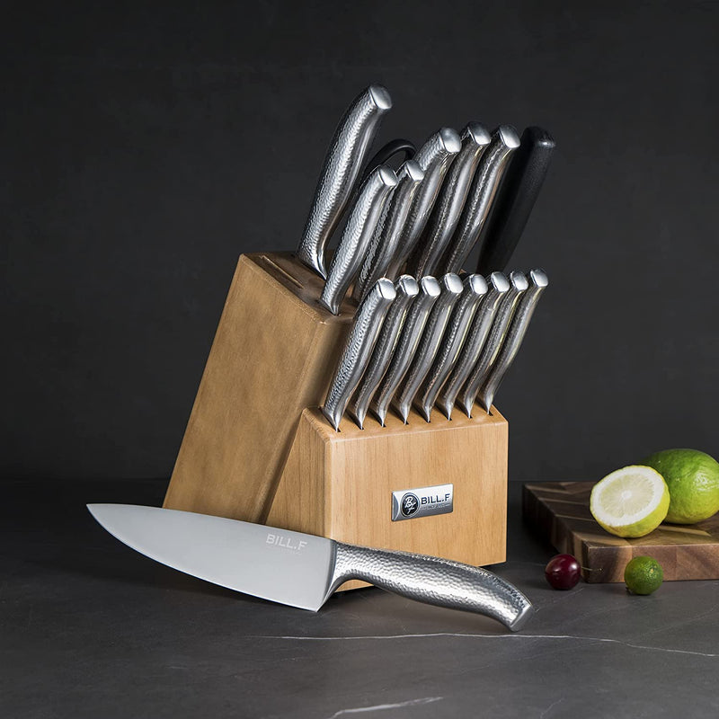 Knife Sets for Kitchen with Block, BILL.F 18 Pieces Set of Knives for Kitchen with Block and Sharpener, Stainless Steel Knife Set with Steak Knives Set of 8 and Scissors Chef Knife Professional Home & Garden > Kitchen & Dining > Kitchen Tools & Utensils > Kitchen Knives BILL.F 18 Pieces  