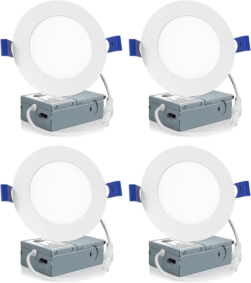 Meconard 4 Pack 6 Inch Ultra-Thin LED Recessed Ceiling Light, 3000K/4000K/5000K Selectable, Dimmable 12W=110W, 1050LM, IC Rated Can-Killer Downlights with Junction Box, ETL and Energy Star Listed Home & Garden > Lighting > Flood & Spot Lights Shenzhen Meconard Technology Company Limited 5000k/4000k/3500k/3000k/2700k - 5cct white 4 Inch 