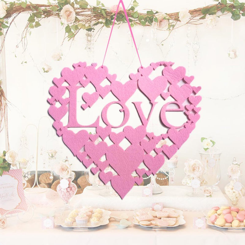 OUNONA 2Pcs Valentine'S Day Loving Heart Hanging Drop Creative Beautiful Nonwovens Hanging Decor for Woman Lady Female (Pink) Home & Garden > Decor > Seasonal & Holiday Decorations OUNONA   