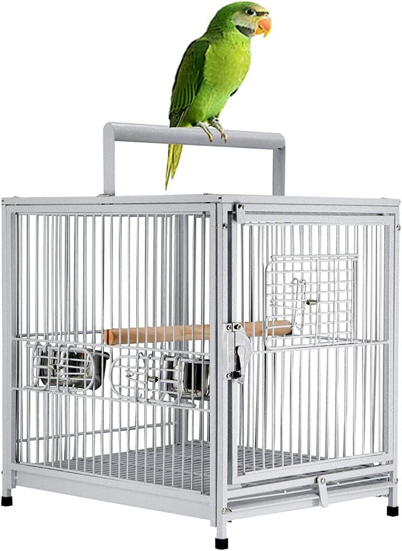 22” Portable Heavy Duty Travel Bird Parrot Carrier Play Stand Perch Cage Feeding Bowl Stand with Handle and Accessories (White) Animals & Pet Supplies > Pet Supplies > Bird Supplies Mcage White  