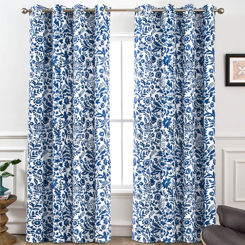 Driftaway Julia Watercolor Blackout Room Darkening Grommet Lined Thermal Insulated Energy Saving Window Curtains 2 Layers 2 Panels Each Size 52 Inch by 84 Inch Blush Home & Garden > Decor > Window Treatments > Curtains & Drapes DriftAway Navy 52'' x 96'' 