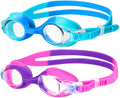Kids Swim Goggles, 2 Pack Swimming Goggles No Leaking anti Fog Kids Goggles for Boys Girls(Age 6-14) Sporting Goods > Outdoor Recreation > Boating & Water Sports > Swimming > Swim Goggles & Masks Starweh Blue & Purple Pink  