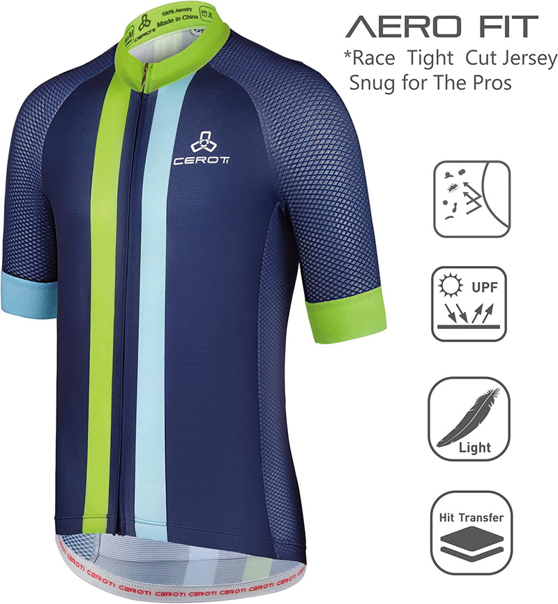 CEROTIPOLAR Snug Fit Men Aircool Cycling Jersey Bike Shirts UPF50+,PRO Dry Fit Light Weight Fabric Sporting Goods > Outdoor Recreation > Cycling > Cycling Apparel & Accessories CEROTIPOLAR   
