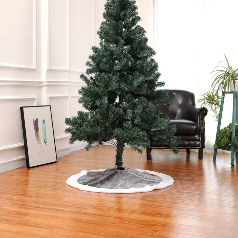 Limei 36" Luxury Faux Fur Christmas Tree Skirt with Snowflake Double Layers Soft Tree Skirt Xmas Holiday Party Decoration - Grey Home & Garden > Decor > Seasonal & Holiday Decorations > Christmas Tree Skirts LIMEI   