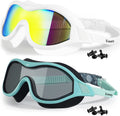Keary 2 Pack Swim Goggles for Adult Youth with Soft Silicone Gasket, Anti-Fog UV Protection No Leak Clear Vision Pool Goggles Sporting Goods > Outdoor Recreation > Boating & Water Sports > Swimming > Swim Goggles & Masks Keary Mirrored White & Green  