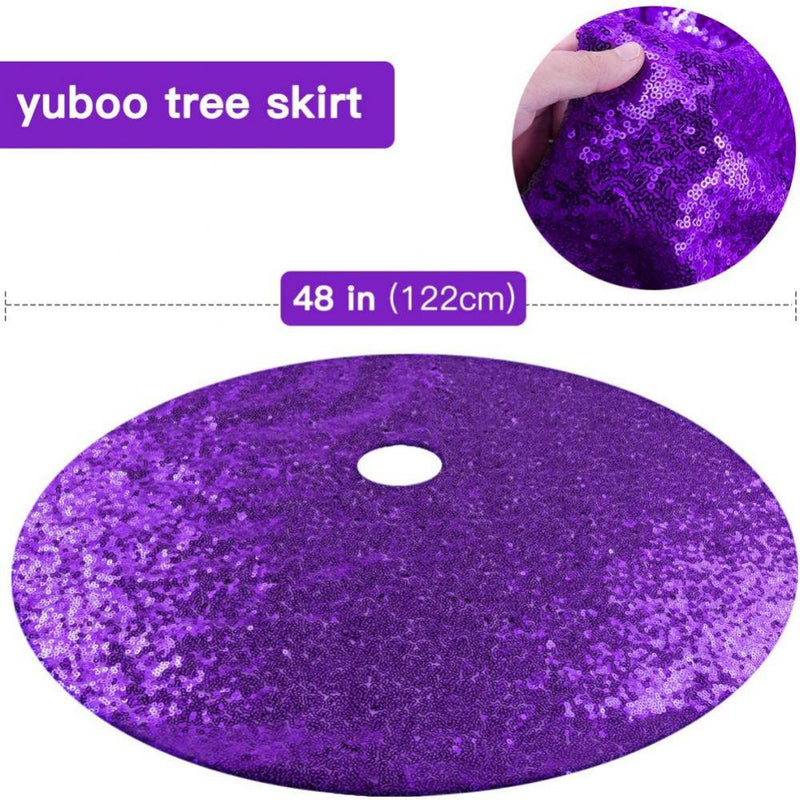 Morefun Christmas Tree Skirt Double Layers Xmas Tree Skirt with Sequins Festive Party Supplies Holiday Home Decoration Home & Garden > Decor > Seasonal & Holiday Decorations > Christmas Tree Skirts Morefun 48" Purple 