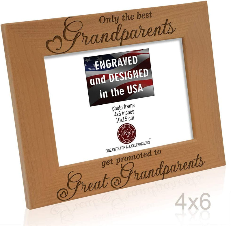 Only the Best Grandparents Get Promoted to Great Grandparents Engraved Natural Wood Picture Frame, Grandma Grandpa Gifts, Grandparents Day Gifts, Mother'S Day, Father'S Day (4" X 6" Horizontal) Home & Garden > Decor > Picture Frames KATE POSH   