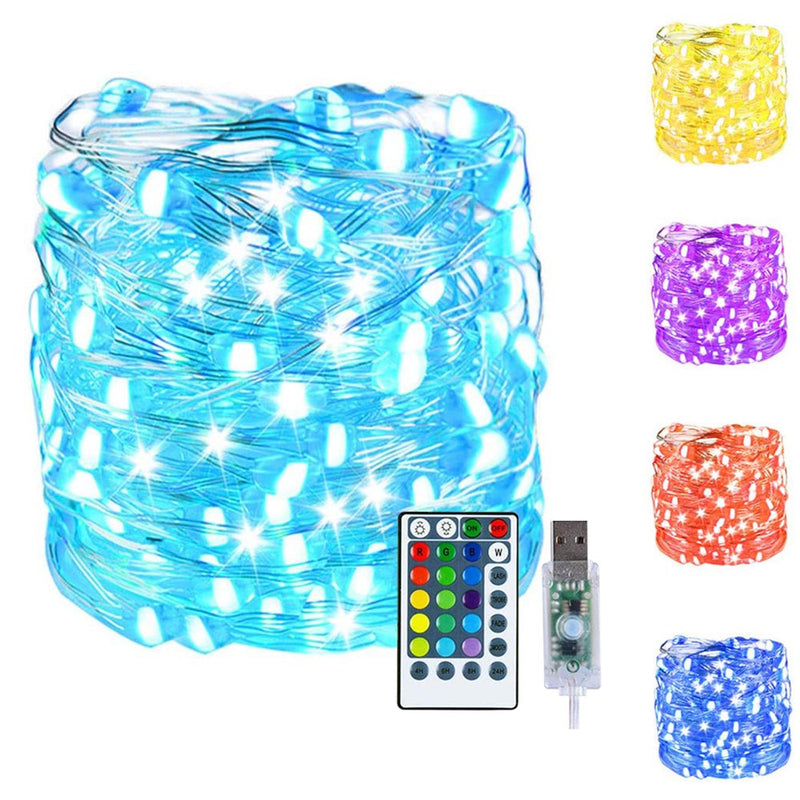 Fairy Lights USB Plug in String Lights with Remote 33Ft 100Leds, 16 Color Changing Lights Twinkle Firefly Lights for Bedroom Party Wedding Christmas Tapestry, Multicolor Colors -1Pack Home & Garden > Decor > Seasonal & Holiday Decorations Rirool 100LED 33FT 16 colors 1