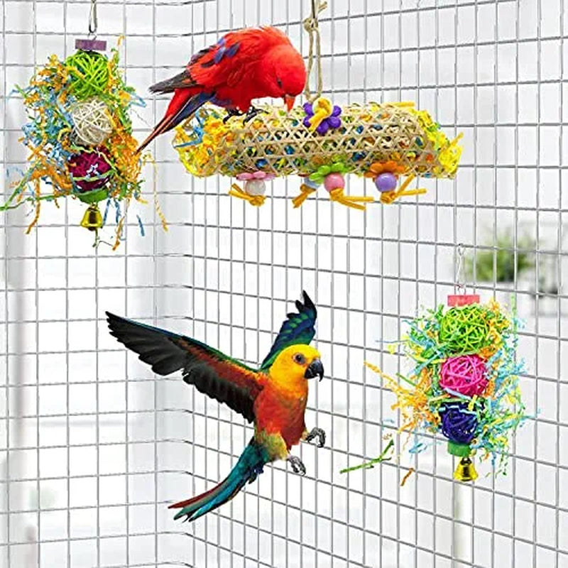 Ebaokuup 3Pack Bird Chewing Toys Foraging Shredder Toy Parrot Cage Shredder Toy Bird Loofah Toys Foraging Hanging Toy for Cockatiel Conure African Grey Parrot Animals & Pet Supplies > Pet Supplies > Bird Supplies > Bird Toys EBaokuup   