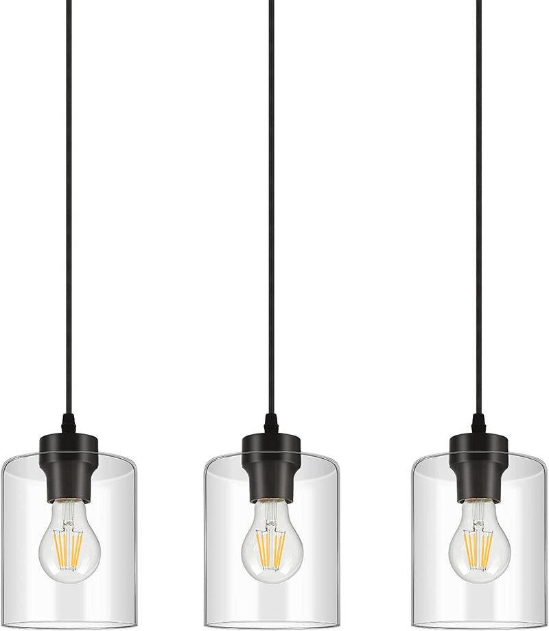Boostarea Modern Pendant Light Fixtures, Industrial Hanging Ceiling Lamp with Clear Glass Shade, Farmhouse Black Pendant Lighting for Kitchen Island Decor Living Room Hallway Bedroom Dining Hall Bar Home & Garden > Lighting > Lighting Fixtures Xiang He Lighting Co.,Ltd Clear D4.33 Inches 