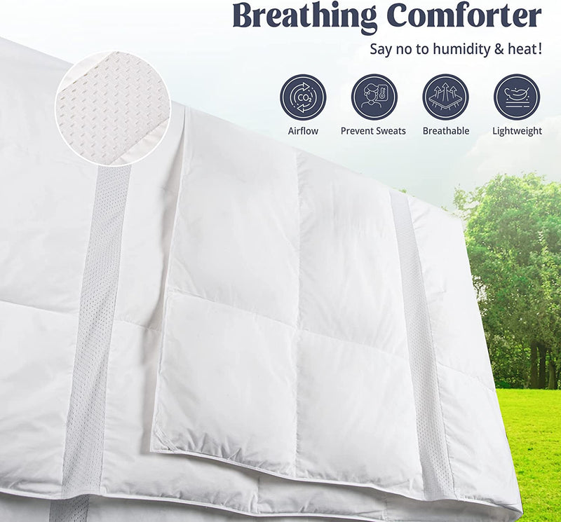 Puredown® Lightweight down Comforter King Size, Super Breathable Mesh Spliced Summer Duvet Insert, Light Warmth Bedding Comforters, Filled with 75% Down Home & Garden > Linens & Bedding > Bedding > Quilts & Comforters puredown   