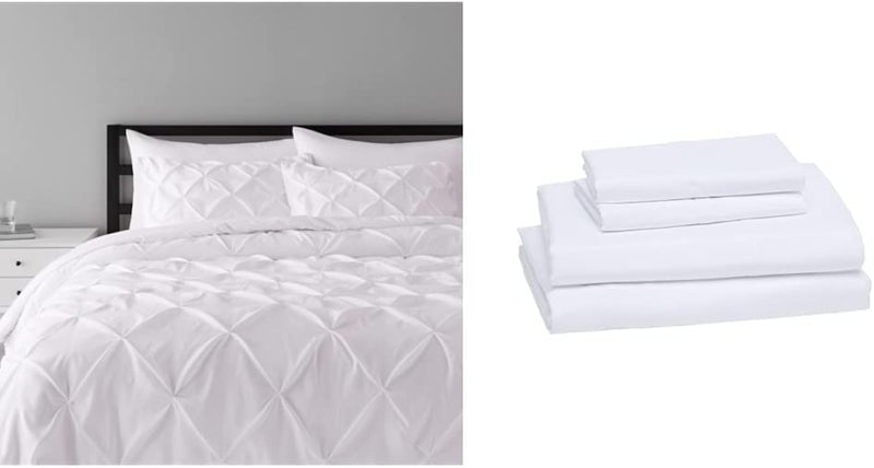 Pinch Pleat All-Season Down-Alternative Comforter Bedding Set - Twin / Twin XL, Burgundy Home & Garden > Linens & Bedding > Bedding KOL DEALS Bright White Bedding Set + Bed Sheet Set Full/Queen