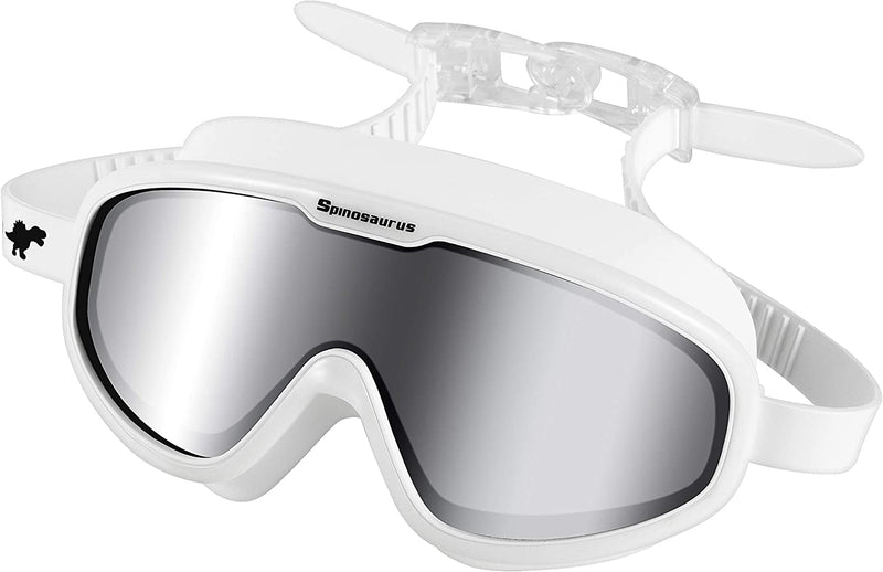 Spinosaurus Swim Goggles, Swimming Goggles-Fashionable anti UV anti Fog Wide Frame Swim Goggles for Adults Sporting Goods > Outdoor Recreation > Boating & Water Sports > Swimming > Swim Goggles & Masks Spinosaurus White  