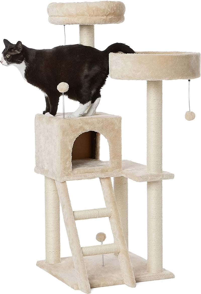 Multi-Level Cat Tree Indoor Climbing Activity Cat Tower with Scratching Posts, Cave, and Step Ladder, 19 X 19 X 50 Inches, Beige Sporting Goods > Outdoor Recreation > Boating & Water Sports > Swimming > Swim Goggles & Masks KOL DEALS Beige Dual Platform Tree Tower