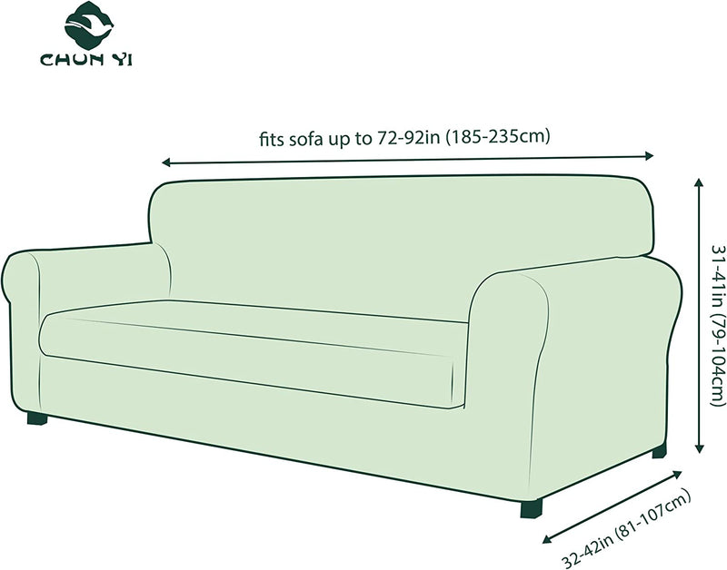 CHUN YI 2 Piece Stretch Sofa Covers Jacquard Damask Large Sofa Cover, Elegant Couch Slipcover with 1, 2, 3 Seat Cushion Covers for Living Room Kids, Pets(Large,Grayish Green) Home & Garden > Decor > Chair & Sofa Cushions CHUN YI   