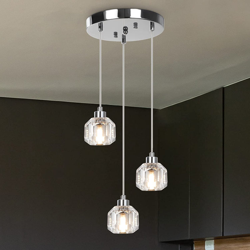 Kmaipem Farmhouse Chandelier, Wood Farmhouse Light Fixtures with 15FT Cord and Switch, Plug in Chandelier for Dining Room, Kitchen Island, Bedroom, Entryway Home & Garden > Lighting > Lighting Fixtures > Chandeliers KMaiPem 3 Lights Crystal Pendant Light  