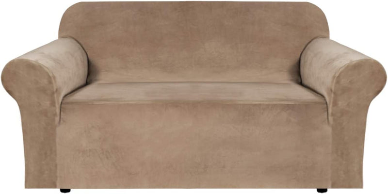 Stretch Velvet Sofa Covers for 3 Cushion Couch Covers Sofa Slipcovers Furniture Protector Soft with Non Slip Elastic Bottom, Crafted from Thick Comfy Rich Velour (Sofa 72"-90", Chocolate) Home & Garden > Decor > Chair & Sofa Cushions H.VERSAILTEX Camel Loveseat 