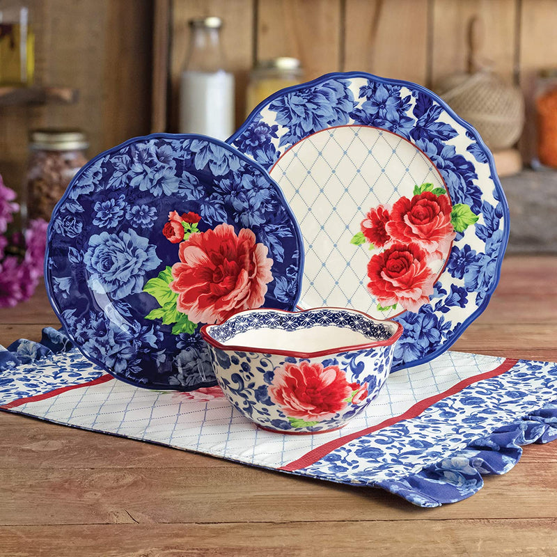 Heritage Floral 12-Piece Dinnerware Set - Includes Dinner Plates, Salad Plates and Bowls, Made of Durable Stoneware, Dishwasher and Microwave Safe Home & Garden > Kitchen & Dining > Tableware > Dinnerware horsemen   