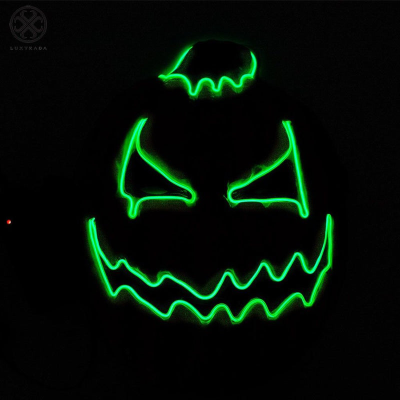 Luxtrada Halloween Scary Pumpkin Mask Cosplay Decorations Led Costume Mask EL Wire Light up for Halloween Festival Party Yellow + 2Pcs AA Battery Apparel & Accessories > Costumes & Accessories > Masks Luxtrada   