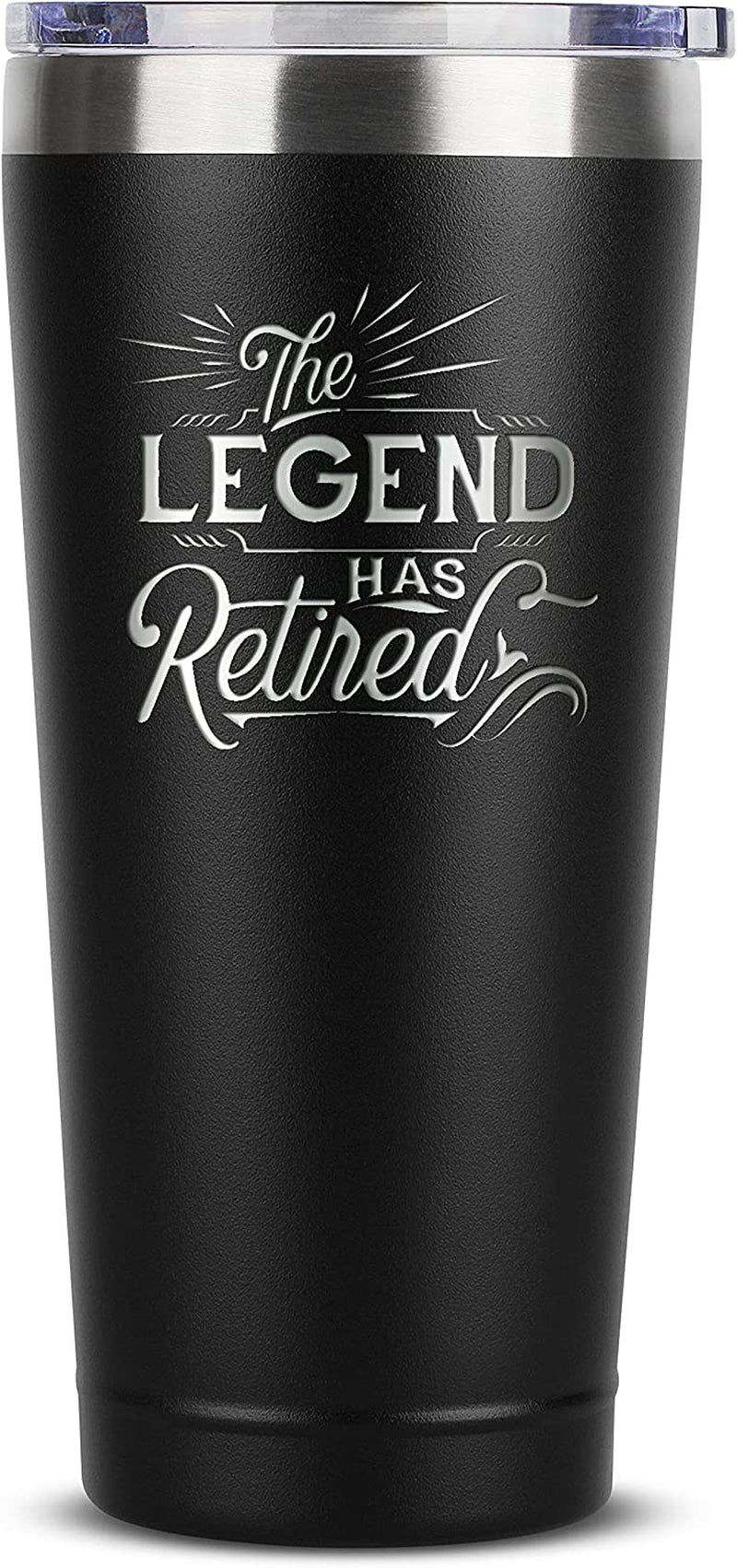 Retirement Gifts for Men Women Coworker - the Legend Has Retired Gifts for Men 2022 - Funny Happy Retirement Gifts Ideas for Men - Best Retirement Tumbler Mug - 16 Oz Black Tumbler