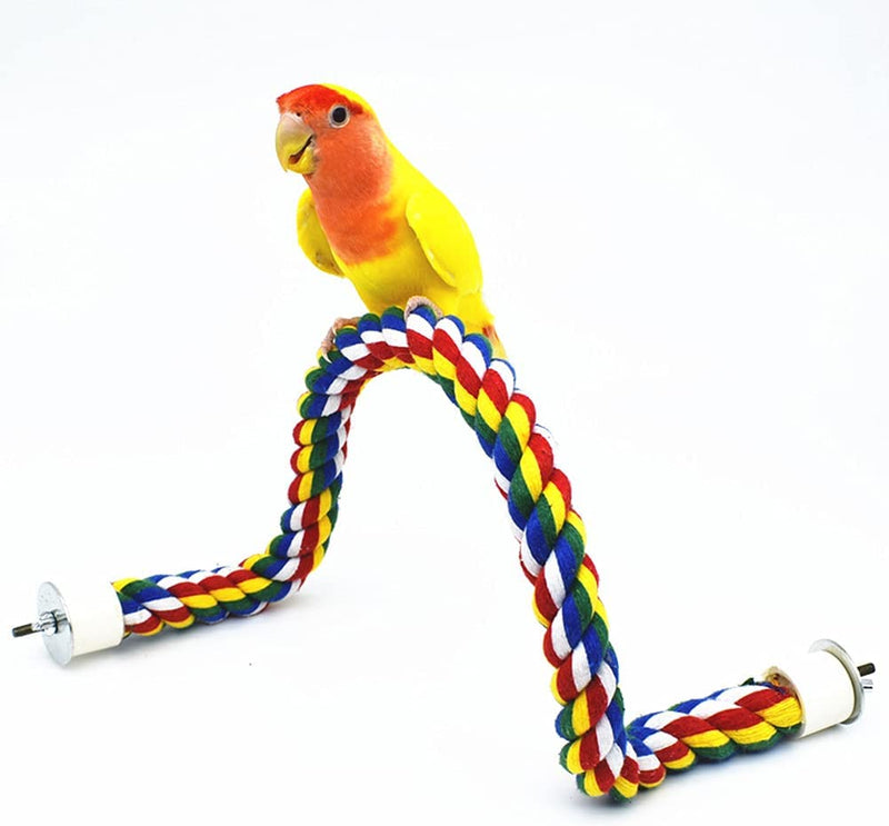 Shuoxpy Bird Cage Rope Perch, Parrot Multicolor Flexible Rope Perch, Rope Bungee Bird Toys for Parakeets Cockatiels, Conures, Lovebirds, Finches (39.4 Inch) Animals & Pet Supplies > Pet Supplies > Bird Supplies Shuoxpy 19.7 Inch  