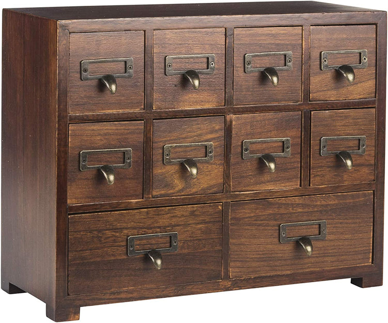 Primo Supply Traditional Solid Wood Small Chinese Medicine Cabinet L Vintage and Retro Look with Great Storage Apothecary Drawer Herbal Dresser L Great for Modern Gear | Wide - NO Assembly Required Home & Garden > Household Supplies > Storage & Organization Primo Supply Wide - 14.1" x 11" x 5.7"  