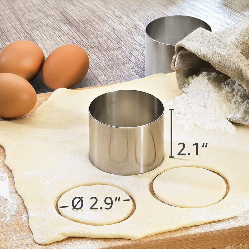 LURCH Germany Stainless Steel Food Rings with Pusher and Lifter | Cake or Cooking Ring | round Dessert Mold Ø 2.9 Inches / 7.5 Cm - Set of 6 round Forms Home & Garden > Kitchen & Dining > Cookware & Bakeware Lurch   