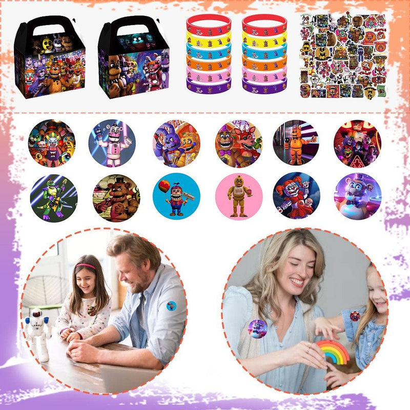 86 Five Nights at Freddy'S Toy Gifts Party Favors Sticker Badge Wristband Candy Gift Box Halloween Christmas Goodie Bag Stuffers Kids Birthday Supplies Decorations Collectibles for Boys and Girls Home Home & Garden > Decor > Seasonal & Holiday Decorations& Garden > Decor > Seasonal & Holiday Decorations UAZAWBT   