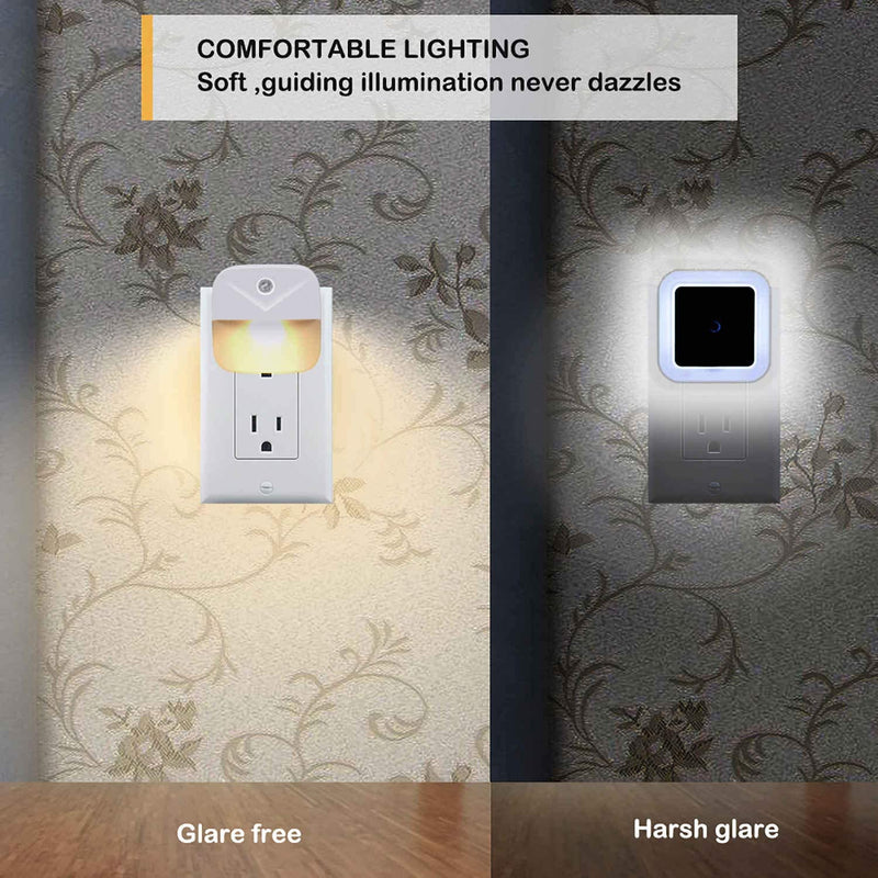 Uigos LED Night Light, Warm White Nightlight, Dusk-To-Dawn Sensor, Bedroom, Bathroom, Kitchen, Hallway, Stairs, Energy Efficient, Compact, 6-Pack