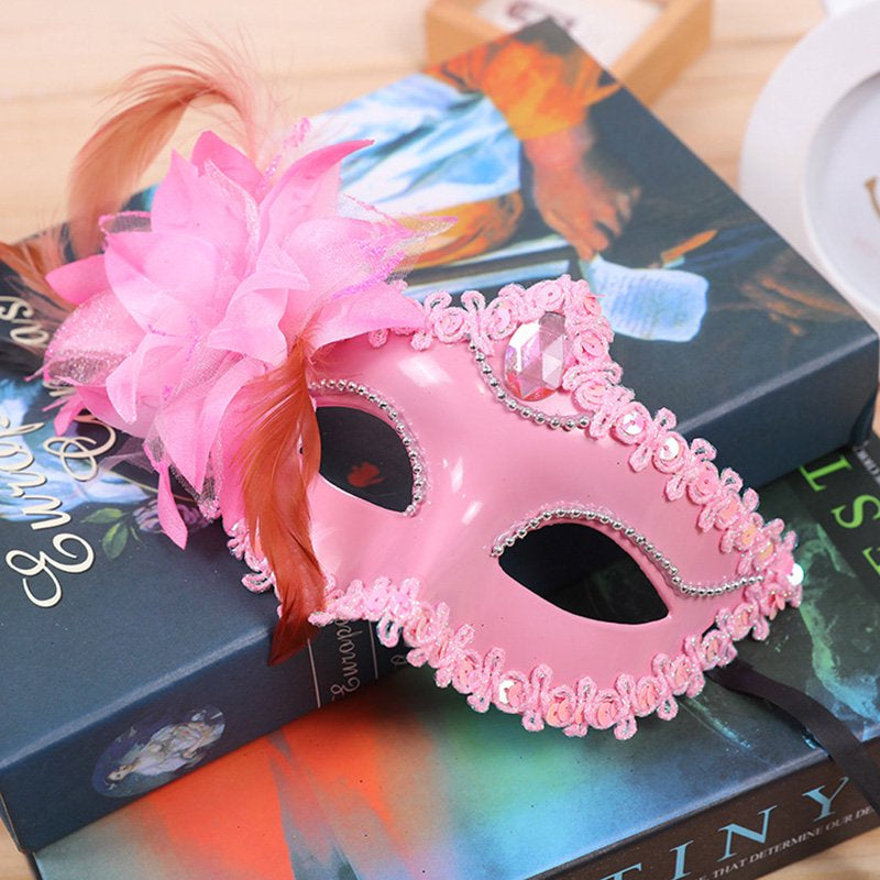 Halloween Sexy Venetian Lace Feather Ball Masquerade Mask Paillette Flower Party Eye Masks Apparel & Accessories > Costumes & Accessories > Masks Mylobeth   