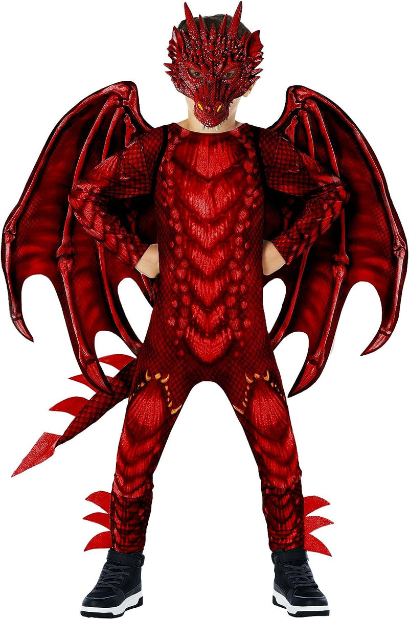 Morph Dragon Costume Kids (3 Colors) Dragon Costumes for Boys Halloween Costumes for Boys Kids Dragon Costume Boys  Does Not Apply Dragon Jumpsuit Red Small 
