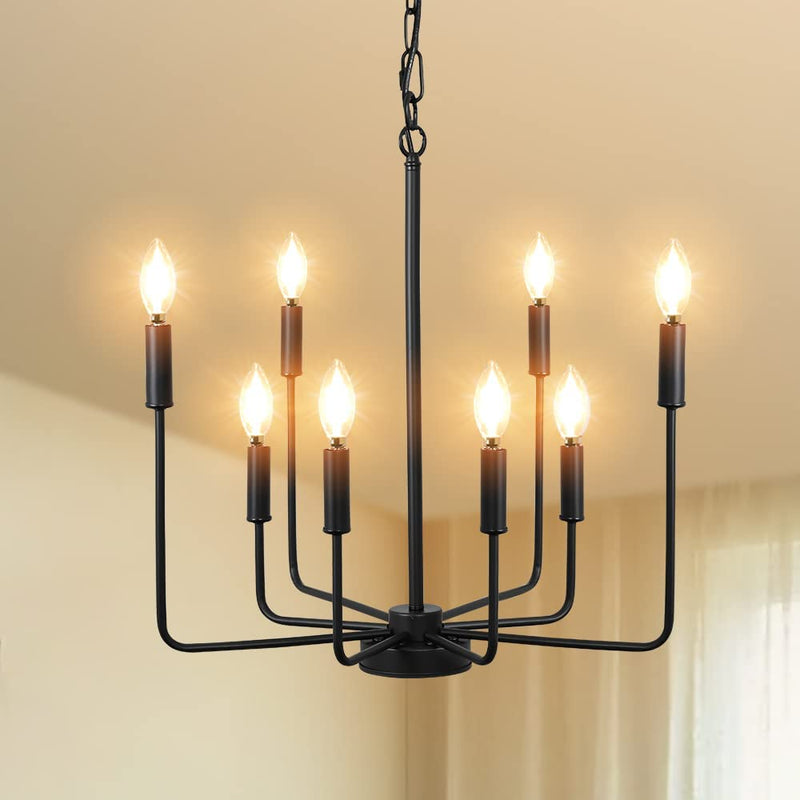 Depuley Black Farmhouse Chandeliers, 6-Light Industrial Iron Chandeliers Lighting, Classic Candle Ceiling Pendant Light Fixture for Foyer, Living Room, Kitchen Island, Dining Room, Bedroom Home & Garden > Lighting > Lighting Fixtures > Chandeliers Depuley 8-Light  
