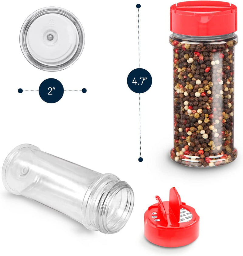 Royalhouse 6 Pack 5.5 Oz Plastic Spice Jars with Red Cap, Clear and Safe Plastic Bottle Containers with Shaker Lids for Storing Spice, Herbs and Seasoning Powders, Made in the USA Home & Garden > Decor > Decorative Jars RoyalHouse   