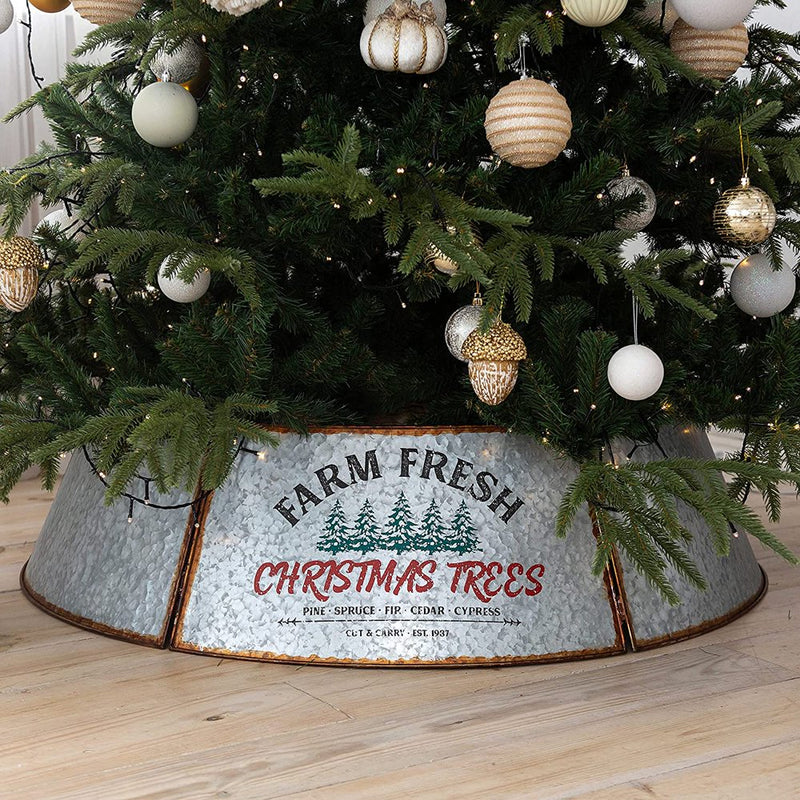 Galvanized Tree Collar - Large to Small Christmas Tree. Adjustable Metal Skirt, Christmas Home & Garden > Decor > Seasonal & Holiday Decorations > Christmas Tree Skirts Hallops   