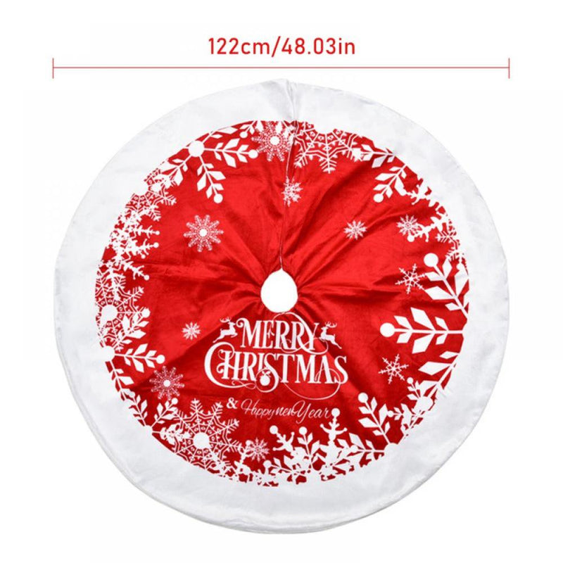 DYD Christmas Tree Skirt 48 Inches, Luxury White Red Christmas Tree Ornaments Tree Skirt with Snowflake Pattern for Christmas Decorations Xmas Party Home Hoilday Decoration