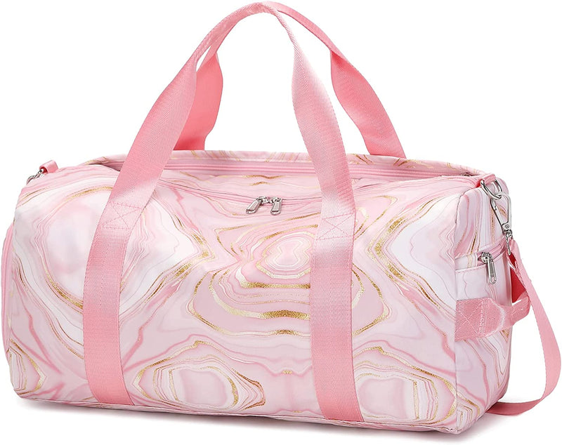 Duffle Bag Teen Girls Kids Cute Unicorn Gym Bag with Shoe Compartment and Wet Separation Sports Overnight Carry on Bag Travel Bag with Sorting Bag (Candy Pink) Home & Garden > Household Supplies > Storage & Organization Dorlubel Marble Pink  