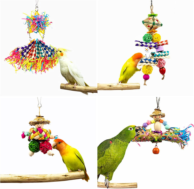 Bird Parrots Shredding Toys , 6PCS Parakeet Colorful Bamboo Hanging Toys Bird Foraging Toys for Small Medium Parrots Parakeets, Conures, Love Birds, Small Parakeets Cockatiels, Finches
