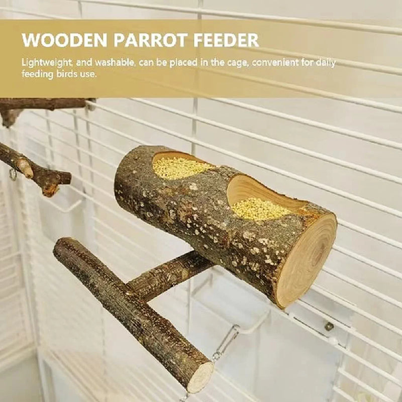 Xlpeixin Natural Bird Bowl Bird Feeding Dish Cups Bird Cage Feeder Wood Perch Platform Bird Cage Accessories for Parakeets Canaries Cockatiels Lovebirds and More Animals & Pet Supplies > Pet Supplies > Bird Supplies > Bird Cage Accessories > Bird Cage Food & Water Dishes XLpeixin   