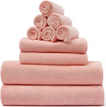 Lifebay Microfiber Bath Towels Set, 10-Piece Ultra Soft Towels for Bathroom, Absorbent Microfiber Towels for Body, Quick Dry Towel Sets for Bathroom, Beach, Pool, Gym, Yoga(10 Piece, Diamond-Pink)