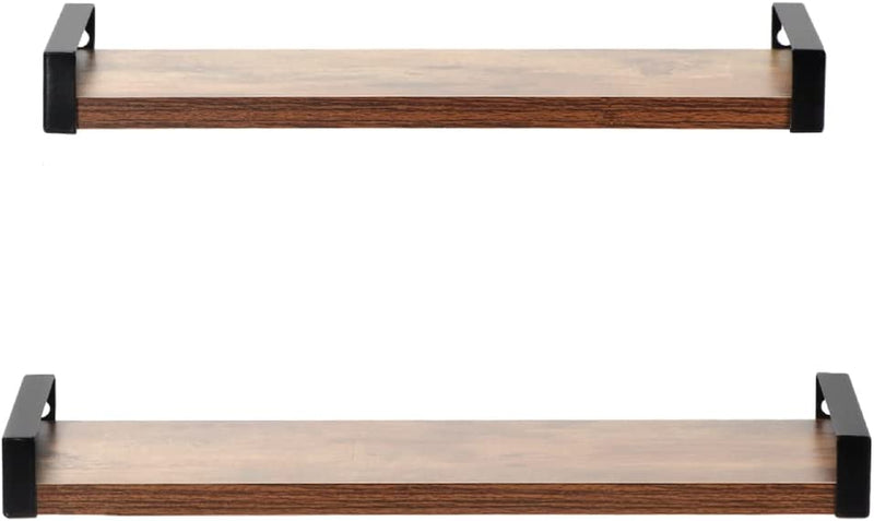 Pemtow Floating Wall Shelves Set of 2, Sized 22.5” and 23.6”, Rustic Wood Storage Hanging Shelf for Bedroom Living Room Bathroom Kitchen Furniture > Shelving > Wall Shelves & Ledges Pemtow 15.7 Inch  