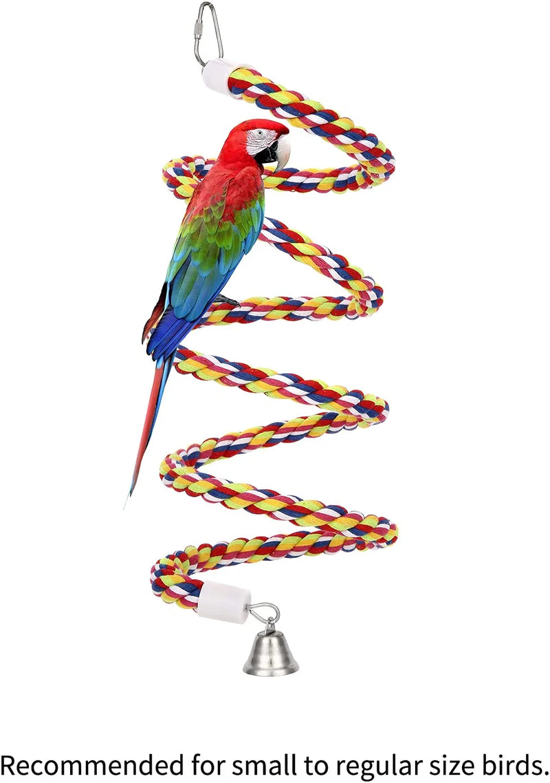 2PCS 43'' Bird Rope Perches Birdcage Swing Toys 100% Cotton No Smell Peck/Chewing with Bell Climbing Standing Bungee Bird Toys for Small to Regular Size Parrot Cockatiel Birds by OSWINMART Animals & Pet Supplies > Pet Supplies > Bird Supplies OSWINMART   