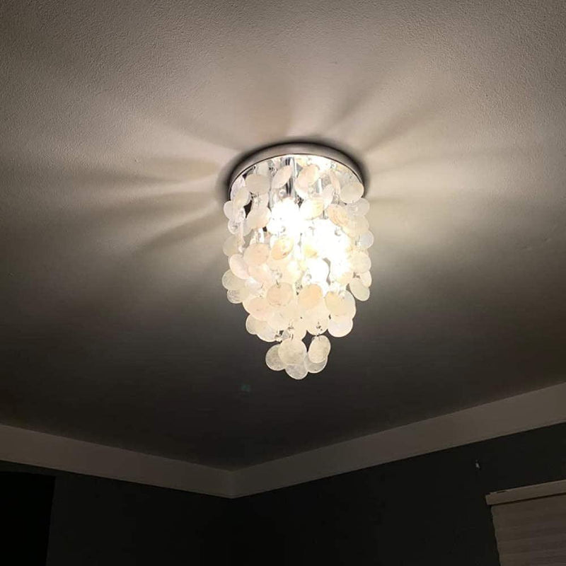 Tlmotain Leisure Shell Chandelier Lighting Beach Style Chandeliers Kitchen Bedroom Living Room Ceiling Light Fixture with 3-Lights 11.8" Dia Home & Garden > Lighting > Lighting Fixtures > Chandeliers Tlmotain   