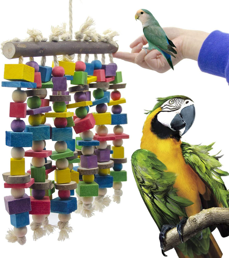 Deloky Large Bird Parrot Chewing Toy - Multicolored Natural Wooden Blocks Bird Parrot Tearing Toys Suggested for Large Macaws Cokatoos,African Grey and a Variety of Parrots(15.7" X 9.8") Animals & Pet Supplies > Pet Supplies > Bird Supplies > Bird Toys Deloky   